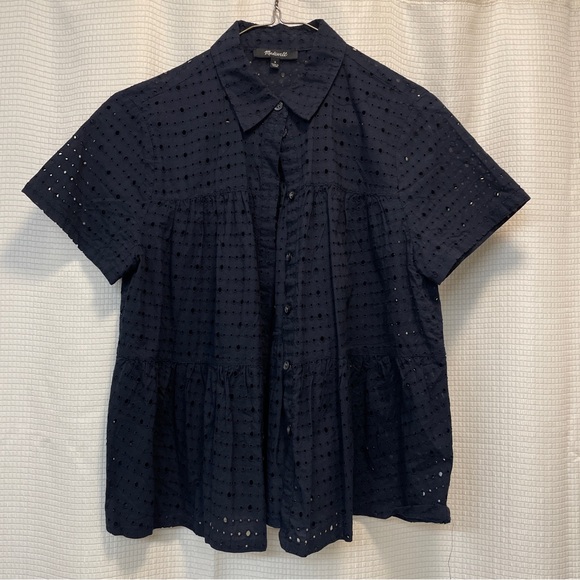 Madewell Tops - Madewell Eyelet Seamed Button-Down Shirt Small